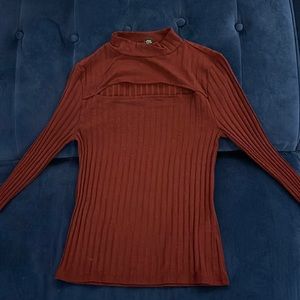 Long sleeve dark wine colored shirt